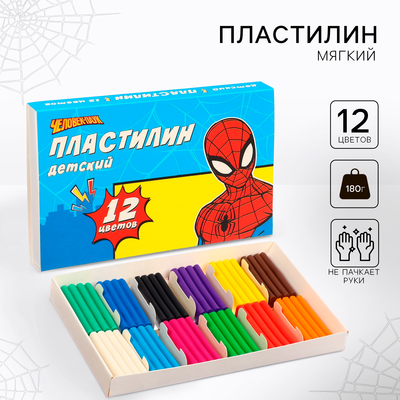Пластилин «Детский», 12 цветов, 180 г, Паутина