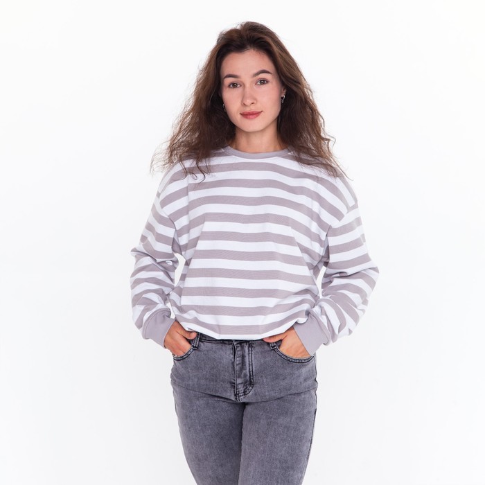 Джемпер женский, цвет серый/белый, размер 44 56155