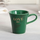 Чайная пара керамическая Love me, кружка 100 мл, блюдце 15х14 см, цвет бело-зелёный - Фото 3