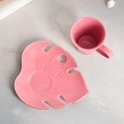 Чайная пара «Розовая монстера», кружка 100 мл, блюдце 15х14 см - Фото 6