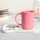 Чайная пара керамическая «Панда», кружка 200 мл, блюдце 17.8х13.3 см, цвет розовый - Фото 2