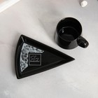 Чайная пара керамическая «Красота», кружка 130 мл, блюдце 11х14.5 см, цвет чёрный - Фото 1