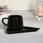 Чайная пара керамическая «Искусство», кружка 130 мл, блюдце 11х14.5 см, цвет чёрный - Фото 2