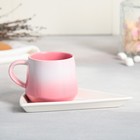 Чайная пара керамическая «Моменты», кружка 130 мл, блюдце 11х14.5 см, цвет розовый - Фото 2