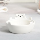 Набор керамический для чаепития «Белый кот», кружка 150 мл, миска 10х3 см, цвет белый - Фото 3