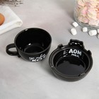 Набор керамический для чаепития «Дом там, где твой кот», кружка 150 мл, миска 10х3 см, цвет чёрный - фото 3989735