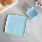 Чайная пара керамическая «Голубой подарок», кружка 150 мл, блюдце 15.5х15.5 см, цвет голубой - фото 280679360