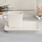 Чайная пара керамическая «Белый подарок», кружка 150 мл, блюдце 15.5х15.5 см, цвет белый - Фото 3