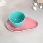 Чайная пара керамическая «Моменты », кружка 100 мл, блюдце 14х10 см, цвет голубой - Фото 3