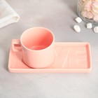 Чайная пара керамическая Love розовая, кружка 150 мл, блюдце 17.5х8 см, цвет розовый - Фото 2