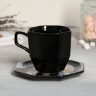 Чайная пара керамическая Art, кружка 200 мл, блюдце 13 см, цвет чёрный - Фото 3