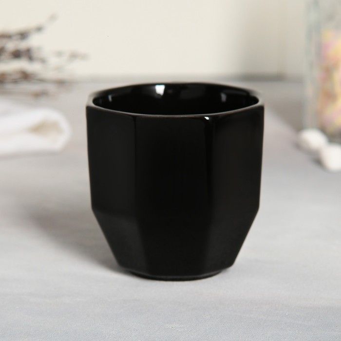 Чайная пара керамическая Art, кружка 200 мл, блюдце 13 см, цвет чёрный - фото 1907509792