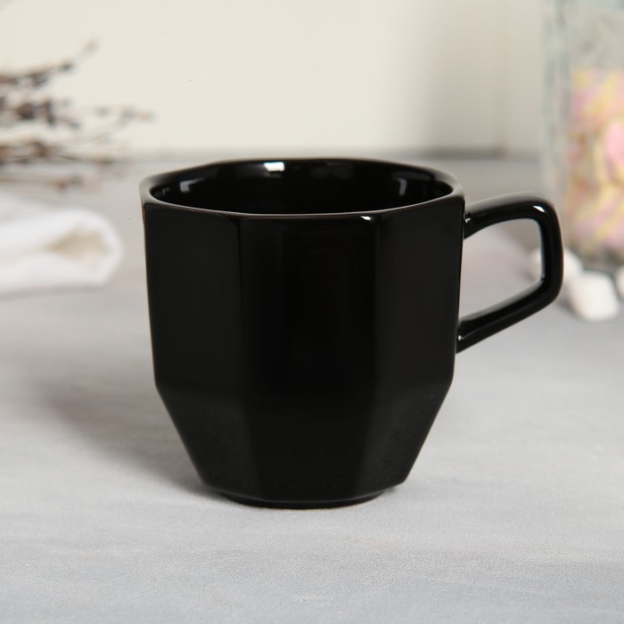 Чайная пара керамическая Art, кружка 200 мл, блюдце 13 см, цвет чёрный - фото 1907509793