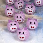 Гирлянда «Нить» 2 м с насадками «Поросёнок», IP20, прозрачная нить, 10 LED, свечение тёплое белое, AAх2 - фото 27137778