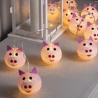 Гирлянда «Нить» 2 м с насадками «Поросёнок», IP20, прозрачная нить, 10 LED, свечение тёплое белое, AAх2 - фото 27137779