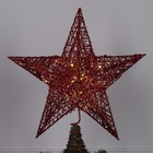 Светодиодная верхушка на ёлку «Звезда красная» 25 см, 20 LED, батарейки CR2032х2, свечение тёплое белое 7995691 - фото 16271782