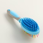 Двусторонняя щётка - расческа, средняя, 6×19 см, с волнистыми зубьями, голубая - Фото 2