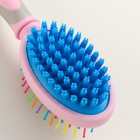 Двусторонняя щётка - расчёска с волнистыми зубьями, средняя, 6×19 см, розовая - Фото 4