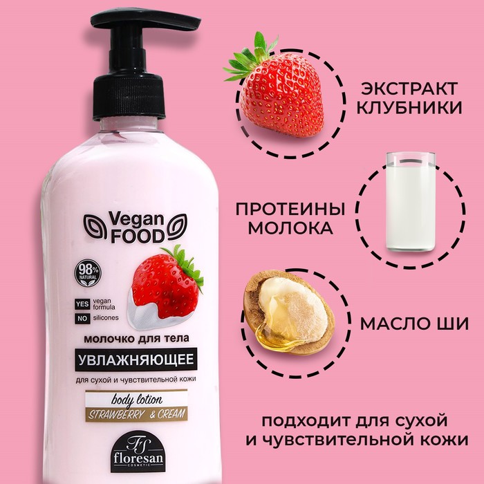 Молочко для тела увлажняющее Floresan, «Клубника», 500 мл - Фото 1