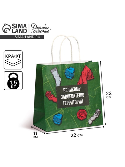 Пакет подарочный, упаковка, «Завоеватель», 22×22×11 см