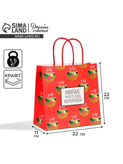 Пакет подарочный, упаковка, «Королева», 22×22×11 см
