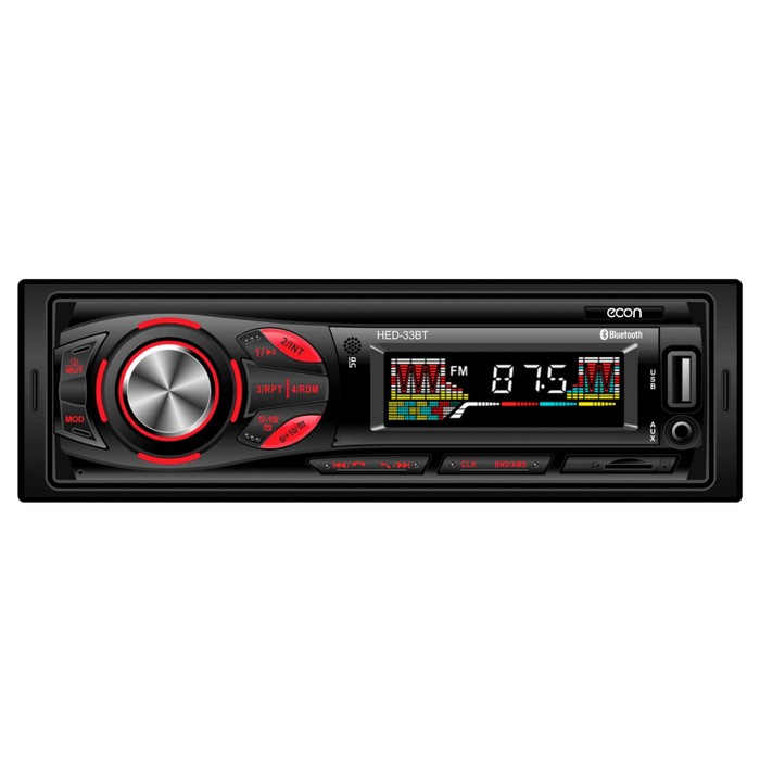 Автомагнитола MP3/WMA Econ HED-32BT, 50Вт, USB, MP3, AUX, Bluetooth, цвет чёрный - Фото 1