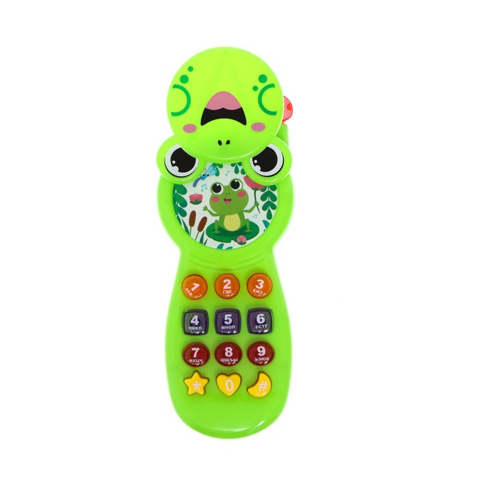 Музыкальный телефон «Любимые зверята», звук, свет, цвет зелёный - фото 1906062945