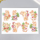 Декупажная карта "Зайчики с подарками" плотность 45г/м2  формат А4 - Фото 1