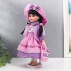 Кукла коллекционная керамика "Женя в розово-сиреневом платье, в клетку" 30 см - Фото 3