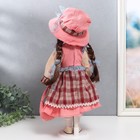 Кукла коллекционная керамика "Арина с косичками, в бежево-розовом платье" 40 см - фото 9850625