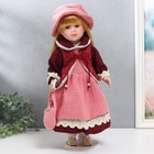 Кукла коллекционная керамика "Нина в розовом платье и бордовом жакете" 40 см - Фото 1