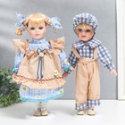 Кукла коллекционная парочка "Лиза и Коля, наряды в ромашку" набор 2 шт 30 см - фото 3586810