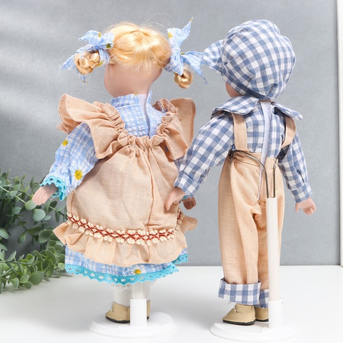 Кукла коллекционная парочка "Лиза и Коля, наряды в ромашку" набор 2 шт 30 см - фото 1911790821