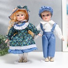 Кукла коллекционная парочка "Аня и Толя, наряды розочки на синем" набор 2 шт 30 см - фото 5218908