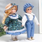 Кукла коллекционная парочка "Аня и Толя, наряды розочки на синем" набор 2 шт 30 см - фото 6676884