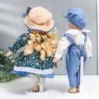 Кукла коллекционная парочка "Аня и Толя, наряды розочки на синем" набор 2 шт 30 см - фото 3586817
