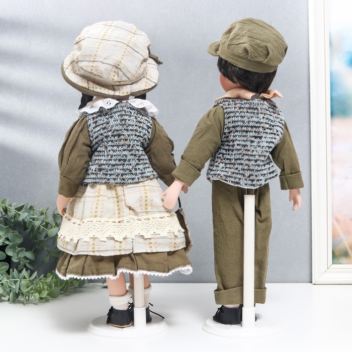 Кукла коллекционная парочка "Маня и Ваня, оливковые наряды" набор 2 шт 40 см 56191
