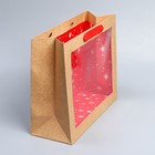 Пакет крафтовый с пластиковым окном «Подарок от Деда Мороза», 31 х 26 х 11 см - фото 8790214