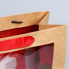 Пакет крафтовый с пластиковым окном «Новогодний подарок», 24 х 20 х 11см, Новый год (комплект 2 шт) - фото 22918726