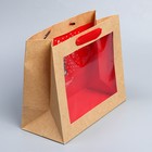 Пакет крафтовый с пластиковым окном «Новогодняя ёлка», 24 х 20 х 11см - Фото 5