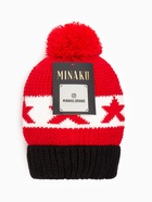 Шапка MINAKU с помпоном, р-р 50-52, цв. красный - фото 809396370