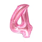 Шар фольгированный 32" «Цифра 4», цвет прозрачно-розовый - Фото 1