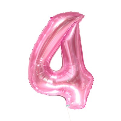 Шар фольгированный 32" «Цифра 4», цвет прозрачно-розовый
