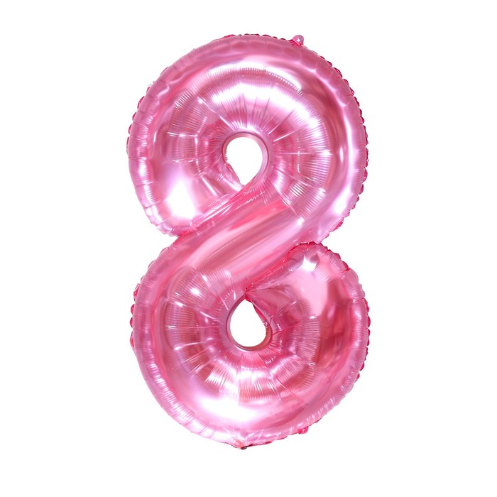 Шар фольгированный 32" «Цифра 8», цвет прозрачно-розовый - Фото 1