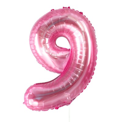 Шар фольгированный 32" «Цифра 9», цвет прозрачно-розовый