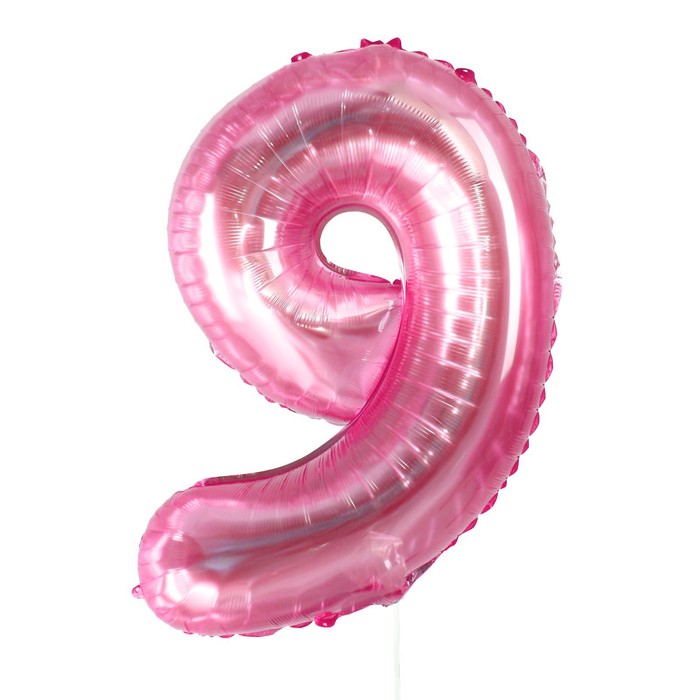 Шар фольгированный 32" «Цифра 9», цвет прозрачно-розовый - Фото 1