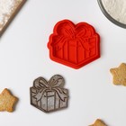 Форма для печенья «Подарочная коробка», вырубка, штамп, красная - Фото 1