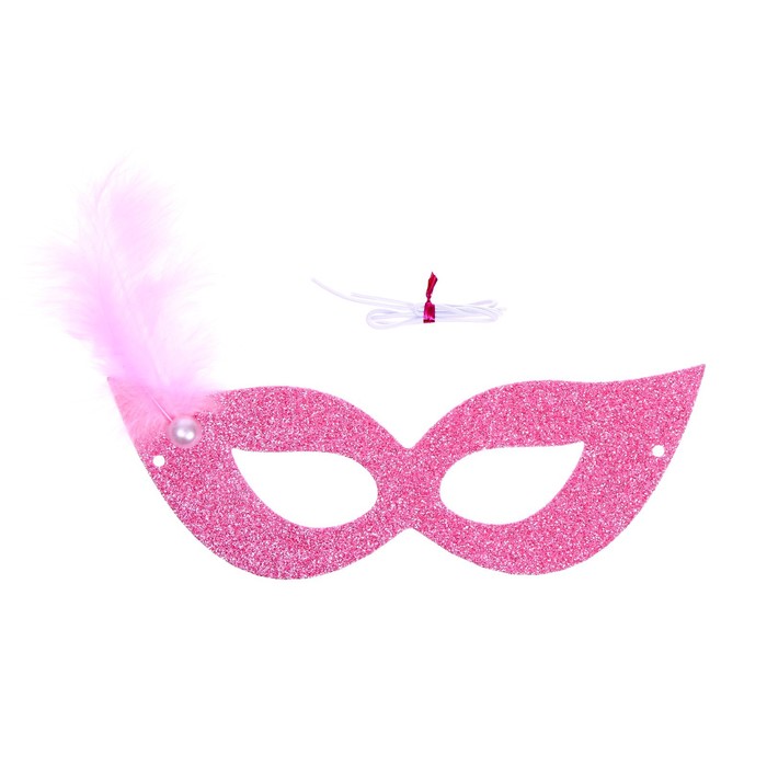 Карнавальная маска «Загадка» с пером, цвет розовый - Фото 1