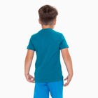 Футболка детская, цвет сине-зелёный, рост 128 см - Фото 3