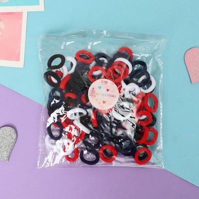 Резинки для волос Выбражулька «Махрушка», набор 100 шт., классика, 2 см, МИКС